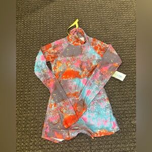 TUTUBLUE Girls Long Sleeve Zip One Piece Rash Guard Swimsuit Size S